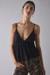Kimchi Blue Jaelyn Jersey Knit Plunging Babydoll Cami In Black, Women's At Urban Outfitters In Black