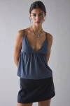 Kimchi Blue Jaelyn Jersey Knit Plunging Babydoll Cami In Grey, Women's At Urban Outfitters In Gray