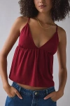 Kimchi Blue Jaelyn Jersey Knit Plunging Babydoll Cami In Red, Women's At Urban Outfitters