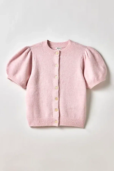 Kimchi Blue Kate Puff Short Sleeve Cardigan In Lilac, Women's At Urban Outfitters In Purple