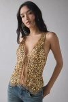 Kimchi Blue Kiki Sequin Tie-front Vest Top Jacket In Gold Sequin, Women's At Urban Outfitters In Animal Print