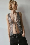 Kimchi Blue Kiki Sequin Tie-front Vest Top Jacket In Silver Sequin, Women's At Urban Outfitters In Gray