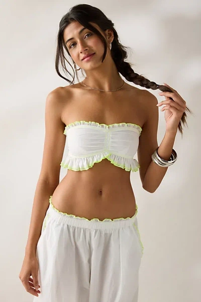Kimchi Blue Kiss And Tell Ruffle Tube Top In White, Women's At Urban Outfitters In Multi