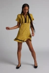 Kimchi Blue Leah Lace-inset Mini Dress In Yellow, Women's At Urban Outfitters In Animal Print
