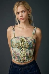 Kimchi Blue Lena Floral Brocade Lace-up Corset Top In Floral, Women's At Urban Outfitters In Multi