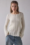 Kimchi Blue Lily Trapeze Bell Sleeve Pointelle Knit Sweater In White, Women's At Urban Outfitters In White