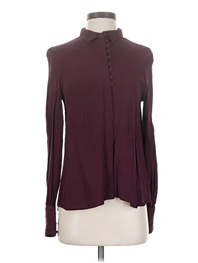 Pre-owned Kimchi Blue Long Sleeve Blouse In Burgundy