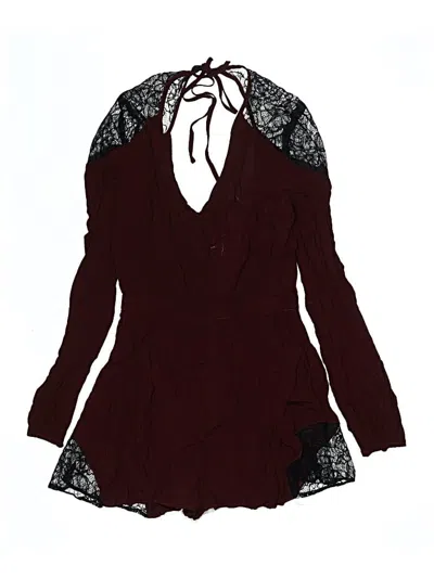 Pre-owned Kimchi Blue Long Sleeve Blouse In Burgundy