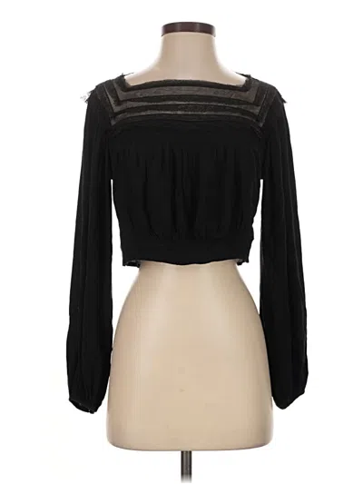 Pre-owned Kimchi Blue Long Sleeve Top Black Off The Shoulder Neckline Tops