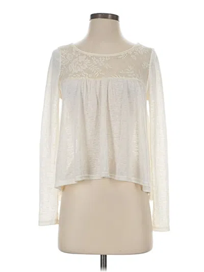 Pre-owned Kimchi Blue Long Sleeve Top Ivory Square Neckline Tops In White