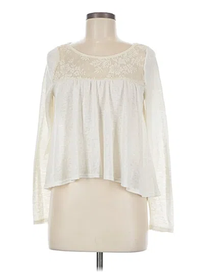 Pre-owned Kimchi Blue Long Sleeve Top Ivory Square Neckline Tops In White