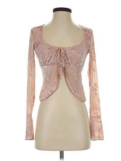 Pre-owned Kimchi Blue Long Sleeve Top Pink Sweetheart Neckline Tops