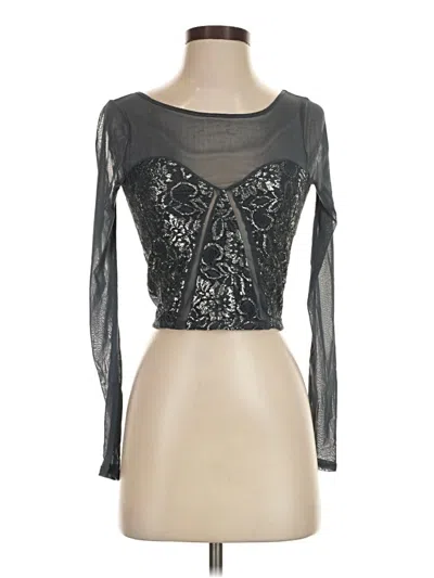 Pre-owned Kimchi Blue Long Sleeve Top Silver Sweetheart Neckline Tops
