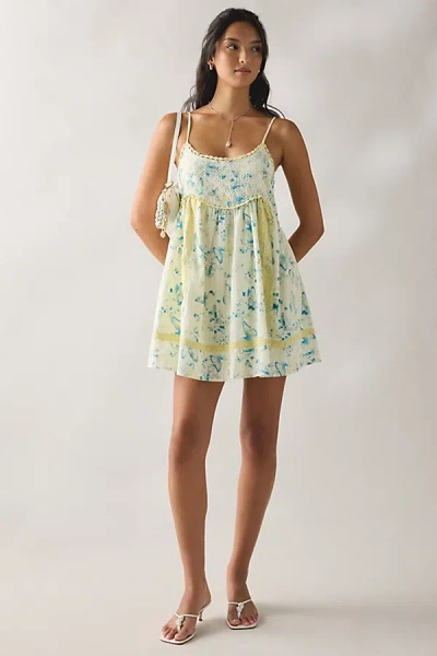 Kimchi Blue Lucky In Lace Tie-back Babydoll Mini Dress In Light Blue, Women's At Urban Outfitters