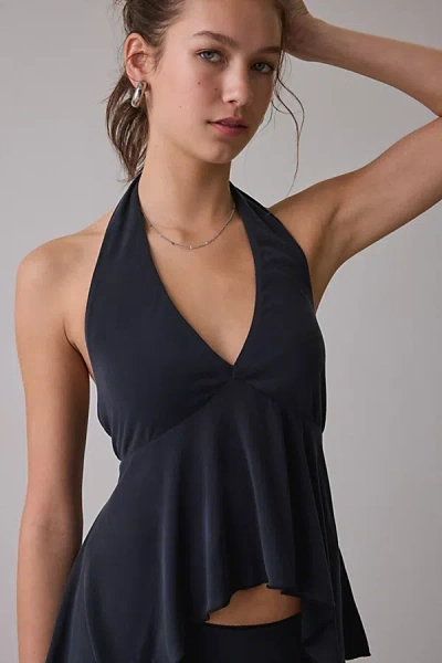 Kimchi Blue Mckenzie High-low Babydoll Halter Top In Black, Women's At Urban Outfitters