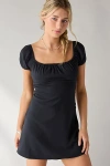Kimchi Blue Meet Me Square Neck Puff Sleeve Mini Dress In Black, Women's At Urban Outfitters In Black