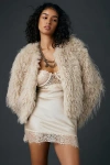 Kimchi Blue Melissa Cropped Faux Fur Jacket In Ivory, Women's At Urban Outfitters In White
