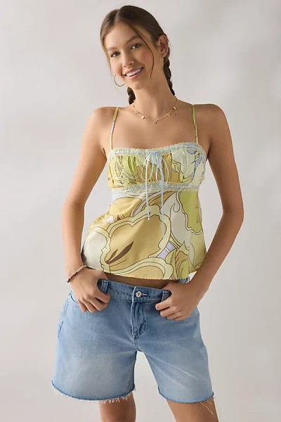 Kimchi Blue Molly Lace & Ribbon Trim Babydoll Cami In Yellow, Women's At Urban Outfitters