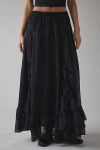 Kimchi Blue My Sweet Asymmetrical Ruffle Low-rise Maxi Skirt In Black, Women's At Urban Outfitters In Black