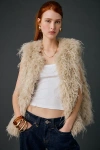 Kimchi Blue Nakita Oversized Faux Fur Vest Jacket In Ivory, Women's At Urban Outfitters In Neutral
