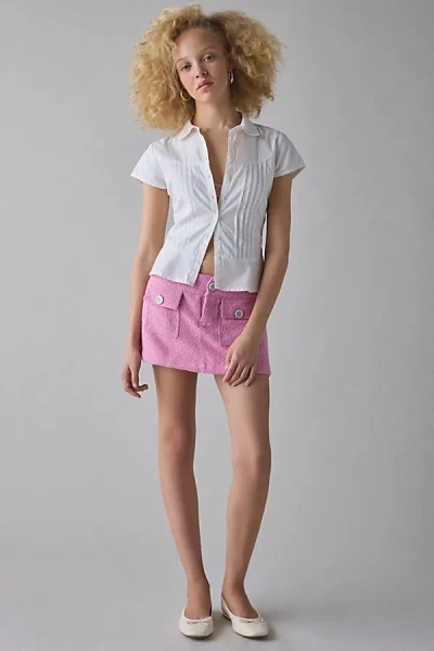 Kimchi Blue New Day Tweed Low-rise Mini Skort In Pink, Women's At Urban Outfitters