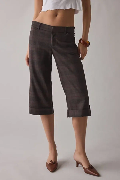 Kimchi Blue Office Siren Low-rise Wide Leg Cropped Pant In Brown, Women's At Urban Outfitters
