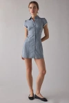 Kimchi Blue On My Mind Tailored Short Sleeve Shirt Mini Dress In Blue, Women's At Urban Outfitters In Blue