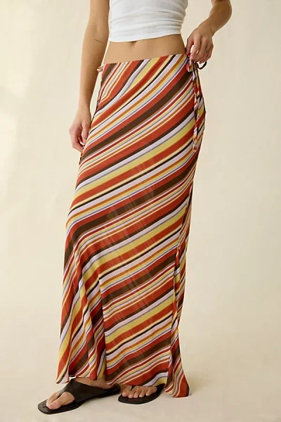 Kimchi Blue On The Side Cutout Tie Maxi Skirt In Desert Stripe, Women's At Urban Outfitters In Multi
