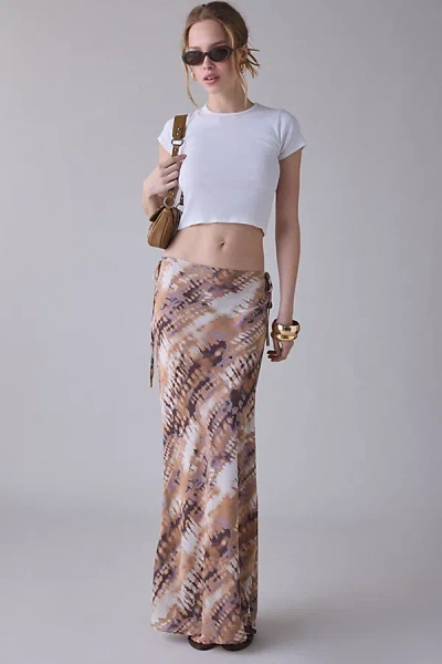Kimchi Blue On The Side Cutout Tie Maxi Skirt In Dye, Women's At Urban Outfitters In Brown