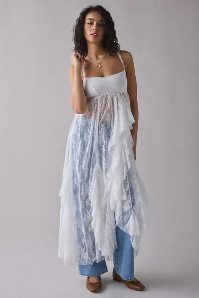 Kimchi Blue One Way & Another Sheer Lace Layering Maxi Dress In Ivory, Women's At Urban Outfitters In White
