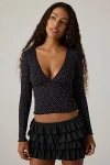 Kimchi Blue Only You Smocked Long Sleeve Top In Black Polka Dot, Women's At Urban Outfitters In Black