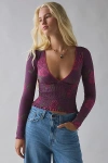 Kimchi Blue Only You Smocked Long Sleeve Top In Maroon, Women's At Urban Outfitters In Multi