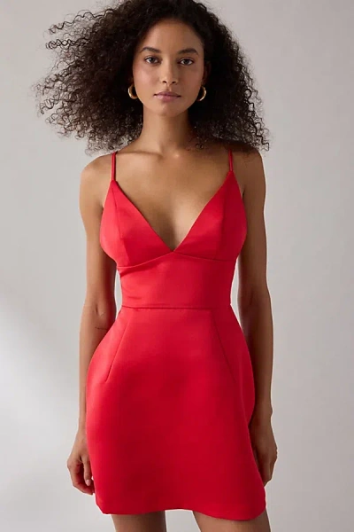 Kimchi Blue Petit Fours Fit-and-flare Satin Mini Dress In Red, Women's At Urban Outfitters In Multi