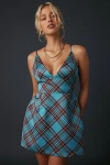 Kimchi Blue Petit Fours Fit-and-flare Satin Mini Dress In Sky, Women's At Urban Outfitters In Blue
