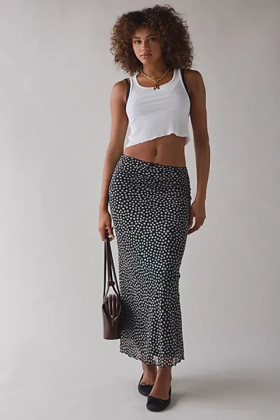 Kimchi Blue Pia Polka Dot Slip Midi Skirt In Black/white, Women's At Urban Outfitters In Multi
