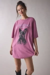 Kimchi Blue Princess Problems Puppy Graphic Oversized T-shirt Dress In Purple, Women's At Urban Outfitters In Pink