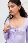 Kimchi Blue Quinn Ribbed Long Sleeve Top In Lilac, Women's At Urban Outfitters In Purple