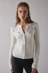 Kimchi Blue Rachel Embellished Cardigan In Ivory, Women's At Urban Outfitters In White