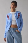 Kimchi Blue Rachel Embroidered Cardigan In Floral, Women's At Urban Outfitters In Blue
