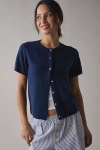 Kimchi Blue Rachel Short Sleeve Cardigan In Navy, Women's At Urban Outfitters In Blue