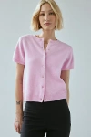 Kimchi Blue Rachel Short Sleeve Cardigan In Pink, Women's At Urban Outfitters