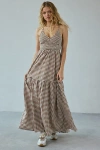 Kimchi Blue Renee Smocked Maxi Dress In Brown, Women's At Urban Outfitters In Multi