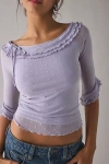 Kimchi Blue Rosalyn Polka Dot Mesh 3/4 Sleeve Boatneck Top In Lavender Blue, Women's At Urban Outfitters In Purple