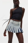 Kimchi Blue Rowan Denim Pleated Mini Skirt In Light Blue, Women's At Urban Outfitters In Blue