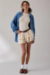 Kimchi Blue Ruffled Up Basque Waist Scoop Back Romper In Ivory, Women's At Urban Outfitters In Yellow