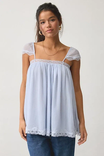 Kimchi Blue Sabrina Semi-sheer Chiffon Babydoll Tunic Top In Light Blue, Women's At Urban Outfitters