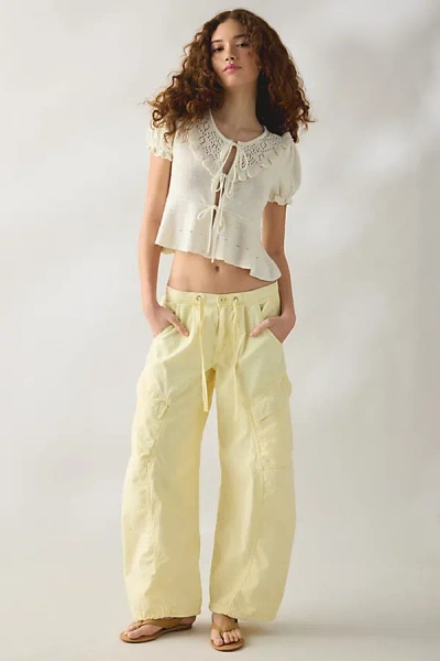 Kimchi Blue Sabrina Tie-front Flyaway Short Sleeve Sweater In White, Women's At Urban Outfitters In Neutral