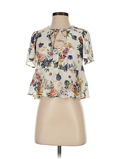 Pre-owned Kimchi Blue Short Sleeve Blouse In White