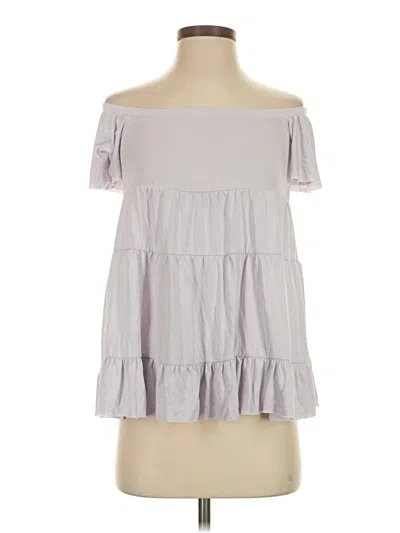 Pre-owned Kimchi Blue Short Sleeve Top Gray Off The Shoulder Neckline Tops