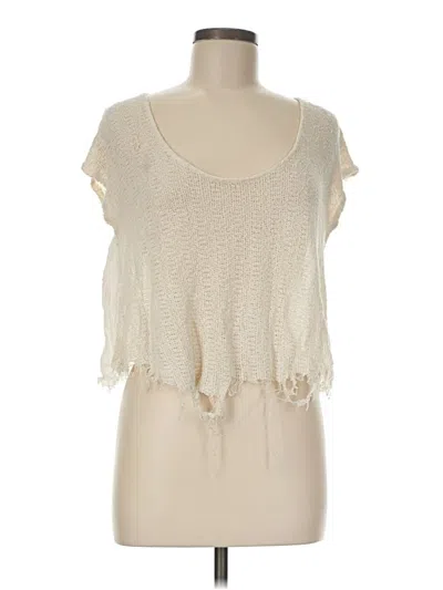 Pre-owned Kimchi Blue Short Sleeve Top Ivory Scoop Neck Tops